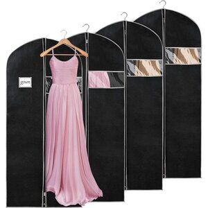 New 60'' Dress Bags for Gowns, Set of 4 Garment Bag for Hanging Clothes